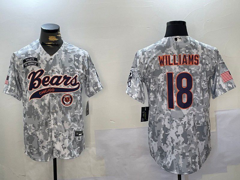 Men Chicago Bears #18 Williams Nike Arctic Camo 2024 Salute to Service Limited NFL Jersey style 3